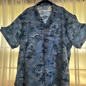 Blue Tropical Print Men's Shirt